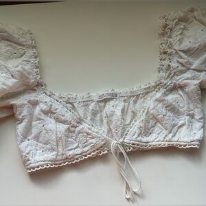 12th Tribe Ivory Lace Detail Top